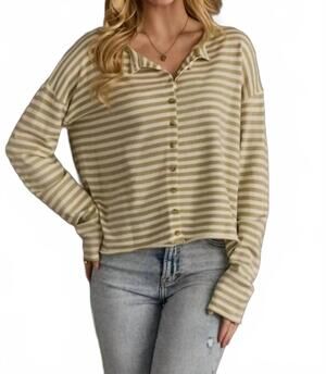 NEW PANACHE women's super soft striped cardigan in green multi
